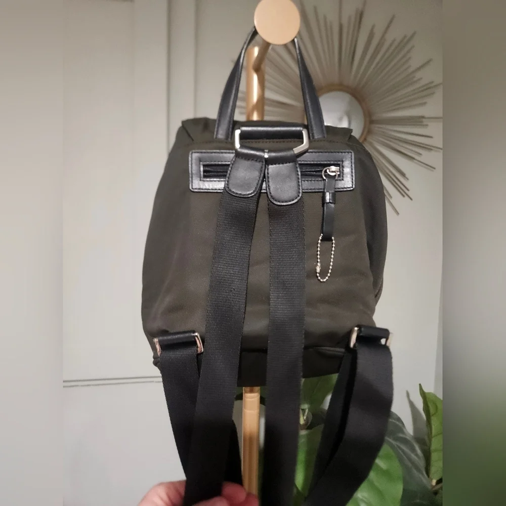 Vintage Coach Mercer Twill Nylon Mini Backpack | 2002 | Olive Green Leather Trim